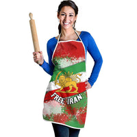 Free Iran Apron Lion and Sun Emblem Grunge Paint Splash Style