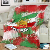 Free Iran Blanket Lion and Sun Emblem Grunge Paint Splash Style