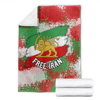 Free Iran Blanket Lion and Sun Emblem Grunge Paint Splash Style