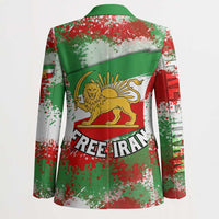 Free Iran Blazer Lion and Sun Emblem Grunge Paint Splash Style