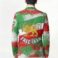 Free Iran Blazer Lion and Sun Emblem Grunge Paint Splash Style