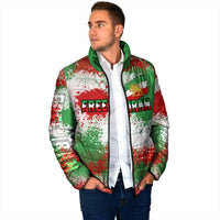 Free Iran Padded Jacket Lion and Sun Emblem Grunge Paint Splash Style
