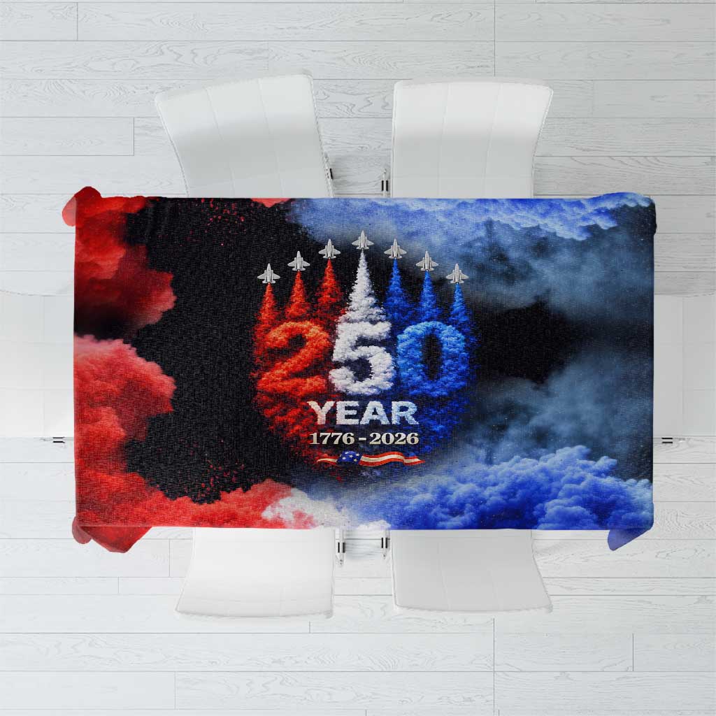 USA 250th Anniversary Celebration Tablecloth Patriotic Smoke Burst Art Style