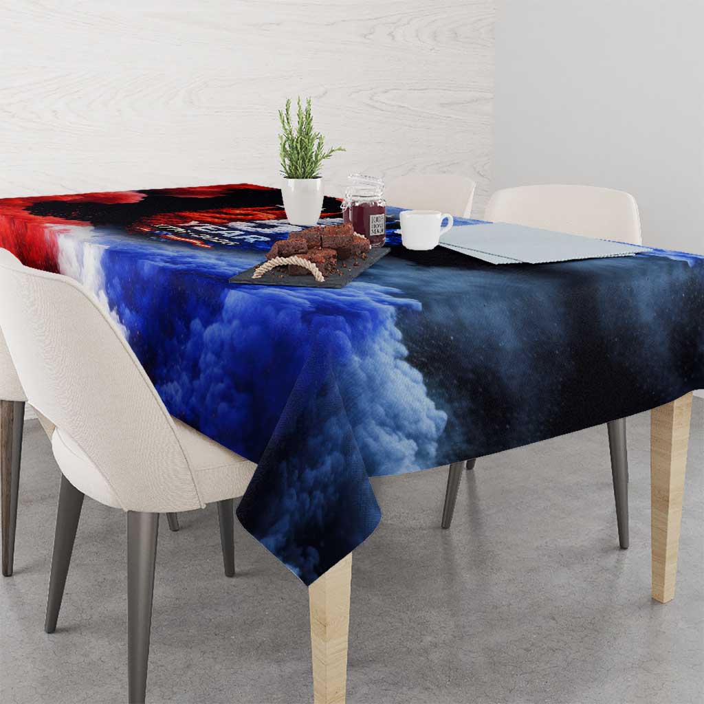 USA 250th Anniversary Celebration Tablecloth Patriotic Smoke Burst Art Style