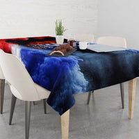 USA 250th Anniversary Celebration Tablecloth Patriotic Smoke Burst Art Style