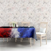 USA 250th Anniversary Celebration Tablecloth Patriotic Smoke Burst Art Style