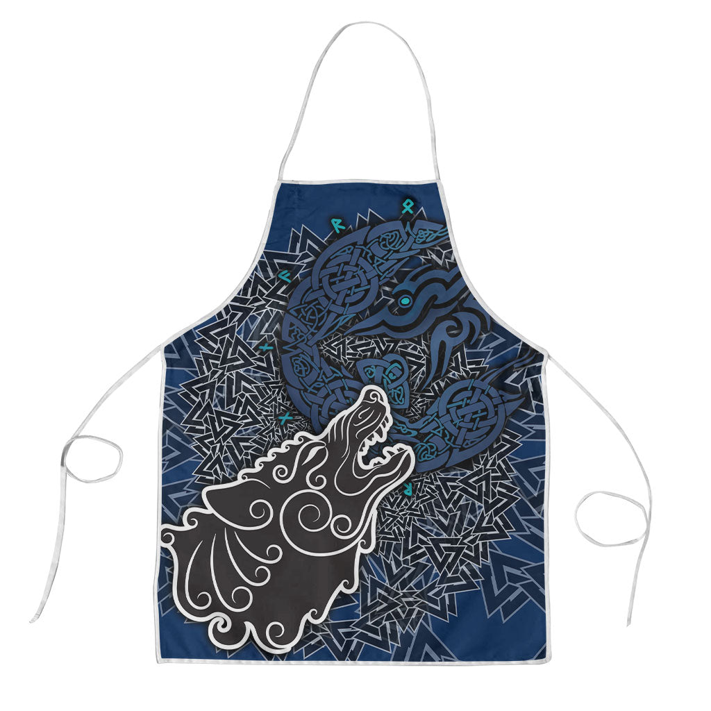 Viking Wolf and Valknut Apron Nordic Knotwork Rune Illustration