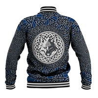 Viking Wolf and Valknut Baseball Jacket Nordic Knotwork Rune Illustration