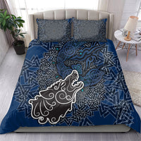 Viking Wolf and Valknut Bedding Set Nordic Knotwork Rune Illustration