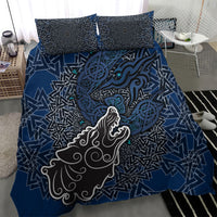 Viking Wolf and Valknut Bedding Set Nordic Knotwork Rune Illustration