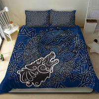 Viking Wolf and Valknut Bedding Set Nordic Knotwork Rune Illustration