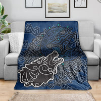 Viking Wolf and Valknut Blanket Nordic Knotwork Rune Illustration