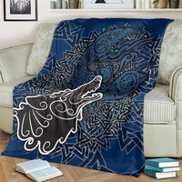 Viking Wolf and Valknut Blanket Nordic Knotwork Rune Illustration