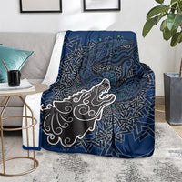 Viking Wolf and Valknut Blanket Nordic Knotwork Rune Illustration