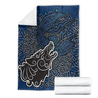 Viking Wolf and Valknut Blanket Nordic Knotwork Rune Illustration