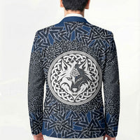Viking Wolf and Valknut Blazer Nordic Knotwork Rune Illustration