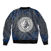 Viking Wolf and Valknut Bomber Jacket Nordic Knotwork Rune Illustration
