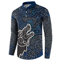 Viking Wolf and Valknut Button Sweatshirt Nordic Knotwork Rune Illustration