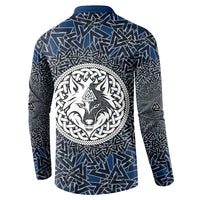 Viking Wolf and Valknut Button Sweatshirt Nordic Knotwork Rune Illustration