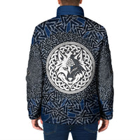Viking Wolf and Valknut Padded Jacket Nordic Knotwork Rune Illustration