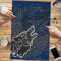 Viking Wolf and Valknut Puzzle Nordic Knotwork Rune Illustration