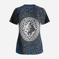 Viking Wolf and Valknut Scrub Top Nordic Knotwork Rune Illustration