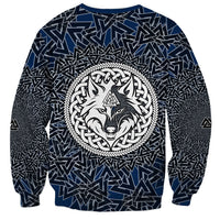 Viking Wolf and Valknut Sweatshirt Nordic Knotwork Rune Illustration