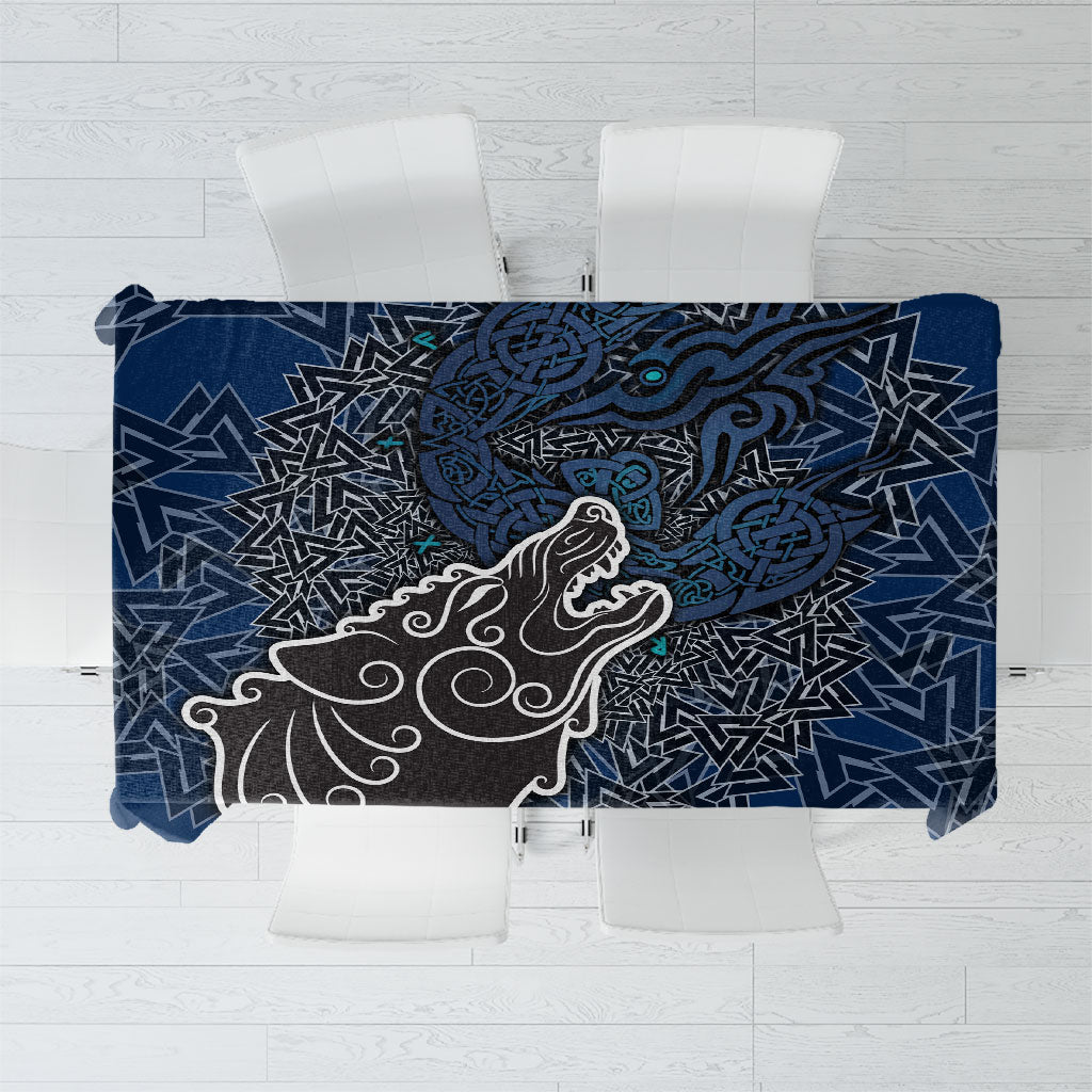Viking Wolf and Valknut Tablecloth Nordic Knotwork Rune Illustration