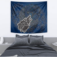 Viking Wolf and Valknut Tapestry Nordic Knotwork Rune Illustration