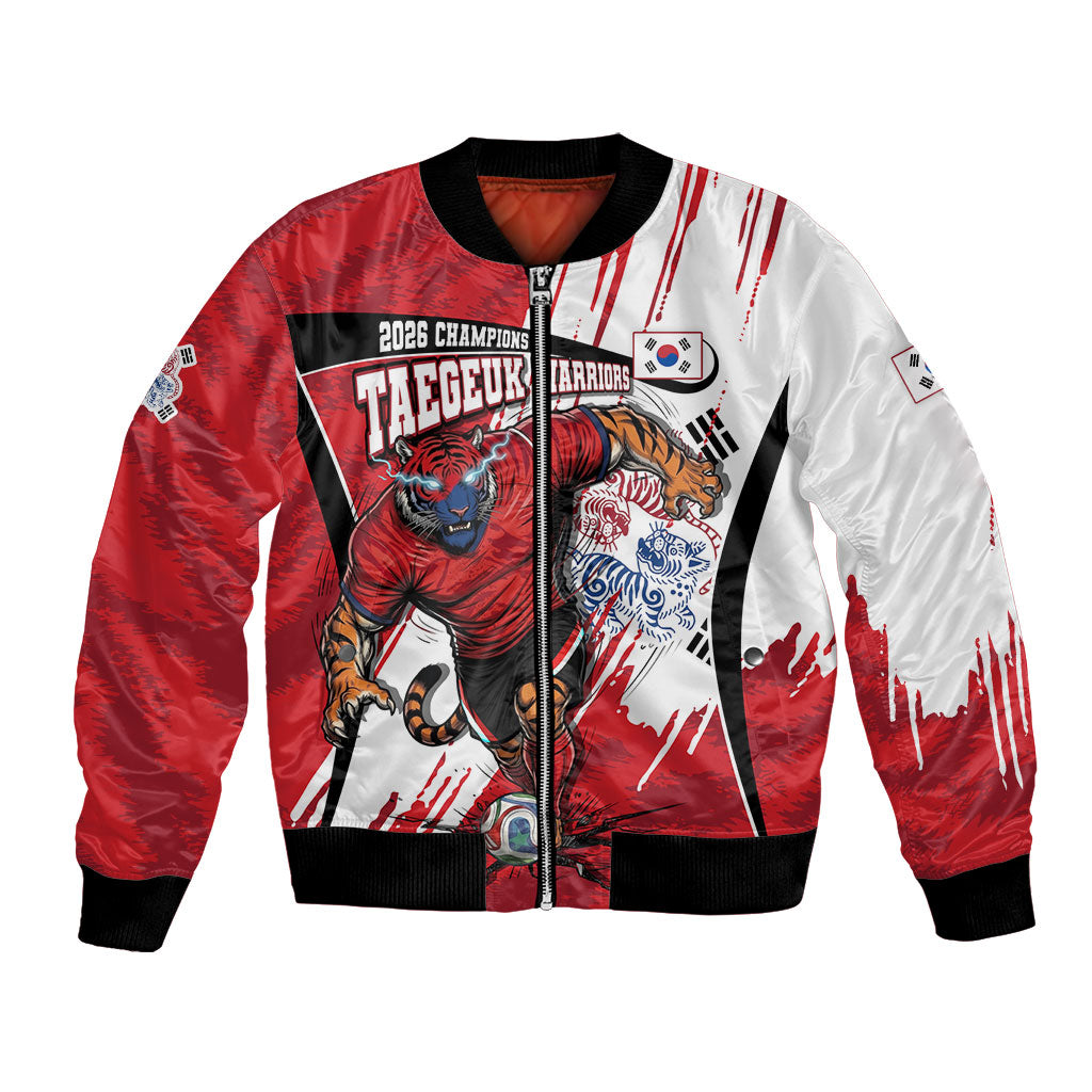 South Korea Football 2026 Champions Bomber Jacket Taegeuk Warriors Tiger Mascot - Traditional Korean Art Style