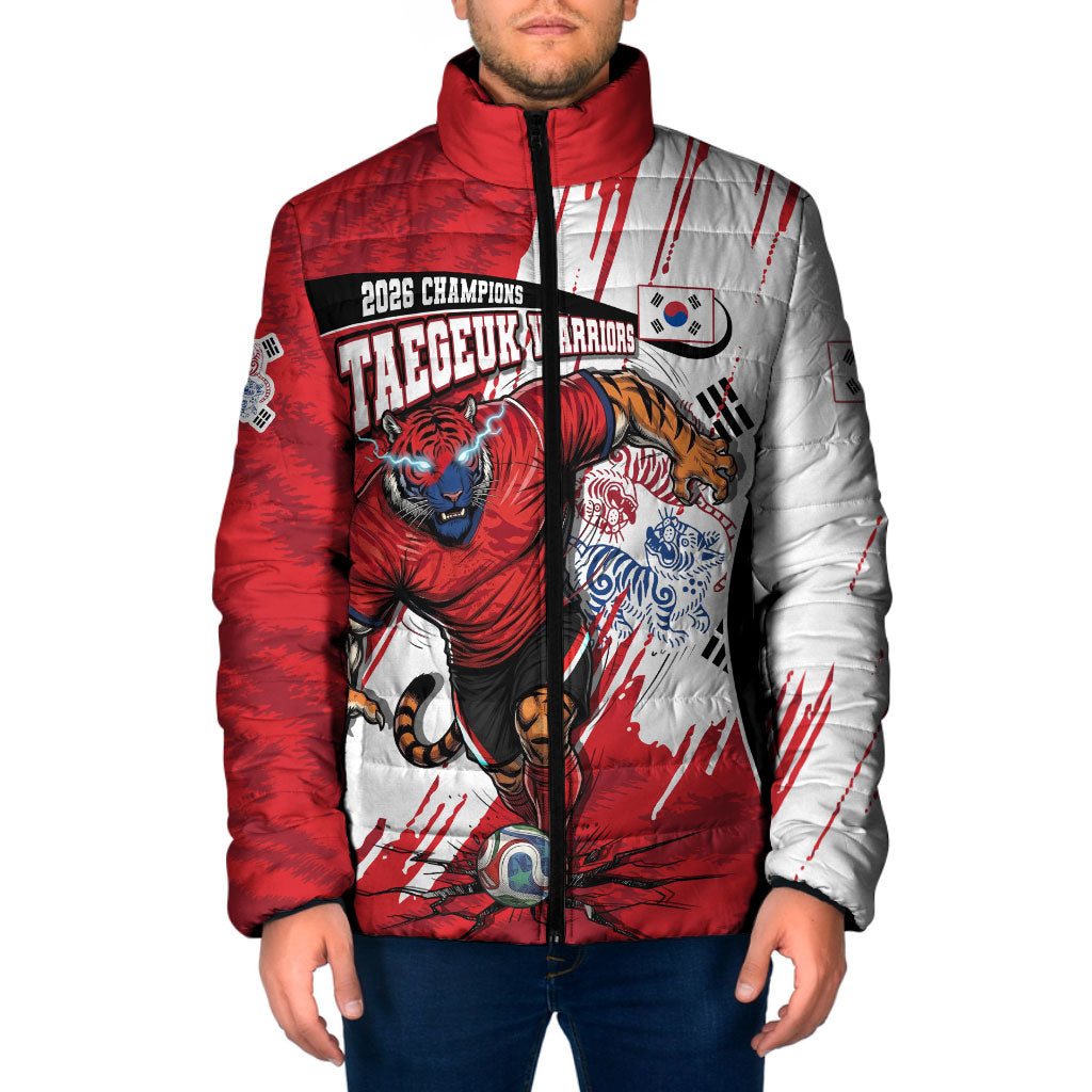 South Korea Football 2026 Champions Padded Jacket Taegeuk Warriors Tiger Mascot - Traditional Korean Art Style