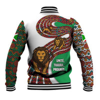 Burundi Lion Tribal Pattern Baseball Jacket with National Motto Unité Travail Progrès