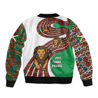 Burundi Lion Tribal Pattern Bomber Jacket with National Motto Unité Travail Progrès