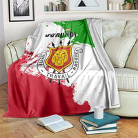 Burundi flag blanket in green, white, and red with national emblem and text