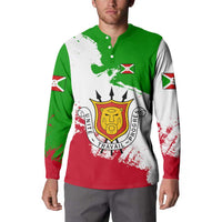 Burundi Flag Button Sweatshirt with National Emblem and Motto Unité Travail Progres