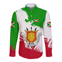 Multicolor long-sleeve button shirt with front Burundi crest emblem