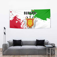 Burundi Flag Tapestry with National Emblem and Motto Unité Travail Progres