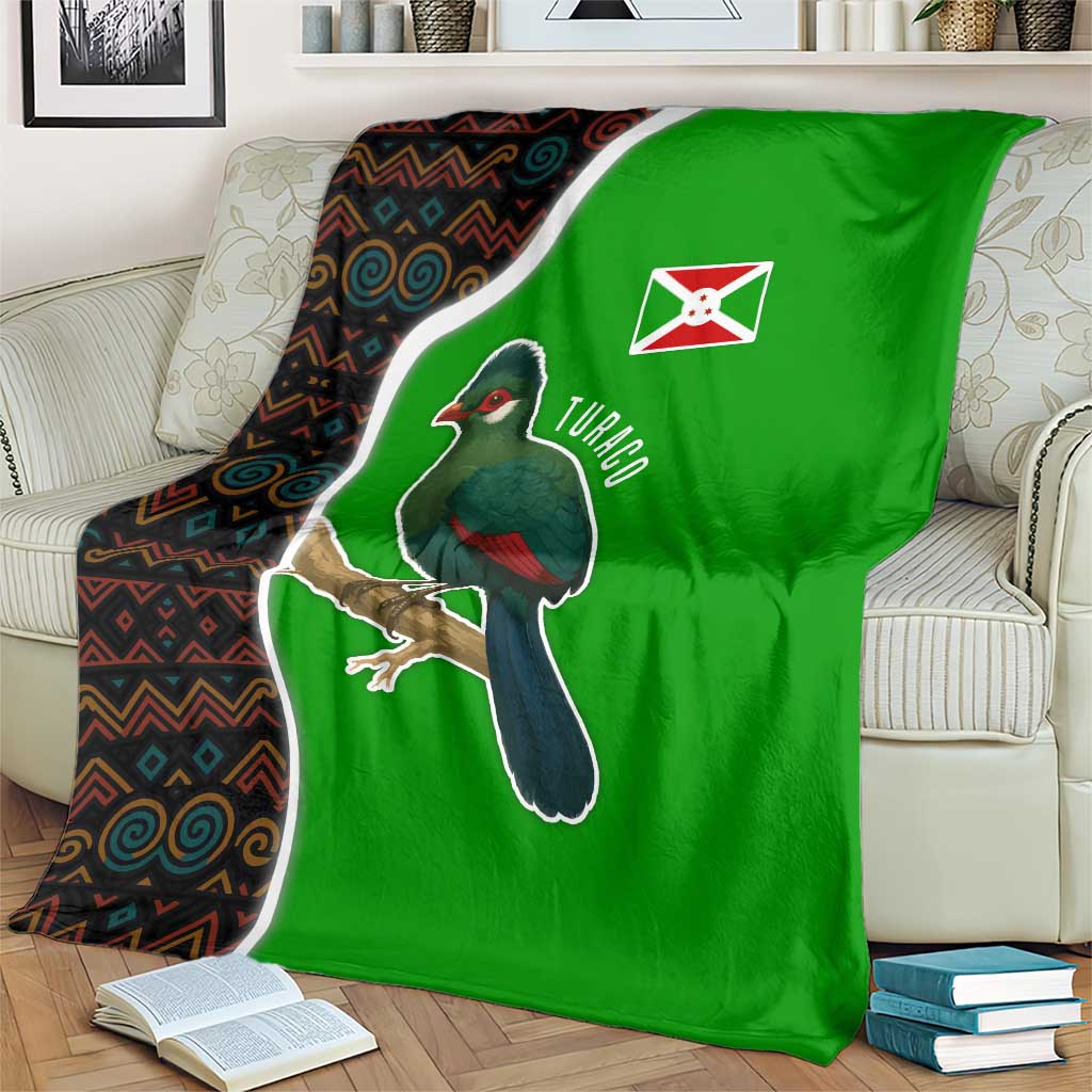 Burundi Turaco Blanket with National Bird and Flag Pattern