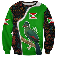 Burundi Turaco Sweatshirt with National Bird and Flag Pattern