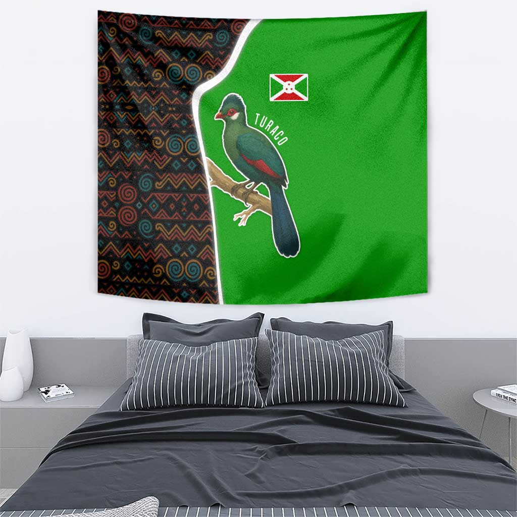 Burundi Turaco Tapestry with National Bird and Flag Pattern