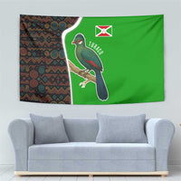 Burundi Turaco Tapestry with National Bird and Flag Pattern