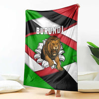 Burundi-themed lion throw blanket, full design with BURUNDI text and flag colors