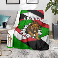 Burundi-themed lion throw blanket on floor with BURUNDI text and lion center design
