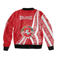 Belarus Bomber Jacket with National Emblem and Traditional Pattern Red