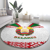 Belarus National Emblem Round Carpet with Folk Pattern White Green Red Sweatshirt