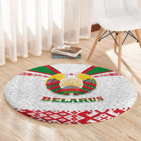 Belarus National Emblem Round Carpet with Folk Pattern White Green Red Sweatshirt