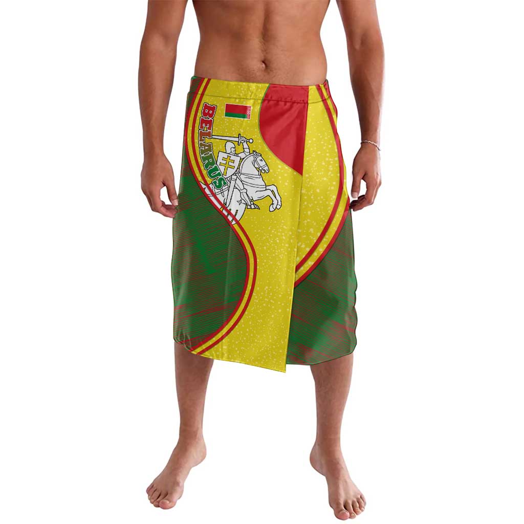 Belarus Pahonia Knight Crest Lavalava with Red Green Yellow Folk Pattern Design