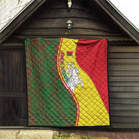 Belarus Pahonia Knight Crest Quilt with Red Green Yellow Folk Pattern Design