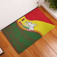 Belarus Pahonia Knight Crest Rubber Doormat with Red Green Yellow Folk Pattern Design