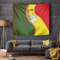 Belarus Pahonia Knight Crest Tapestry with Red Green Yellow Folk Pattern Design